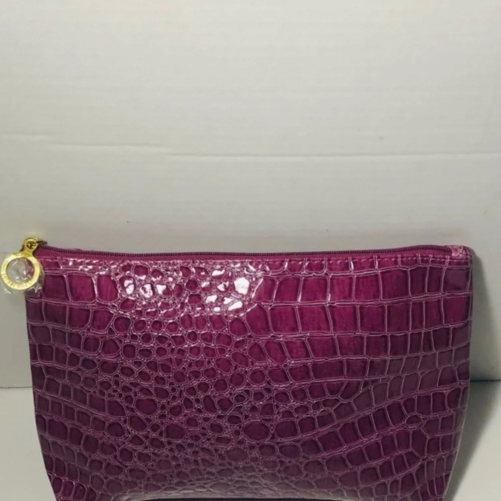 Estee Lauder Maroon Reptilian Makeup Bag NWOT